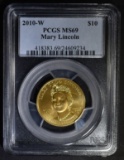 2010-W MARY LINCOLN 1/2 OZ GOLD PCGS MS-69