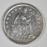 1857 SEATED LIBERTY HALF DIME AU