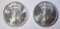 2 1993 AMERICAN SILVER EAGLES