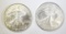 2005 & 2007 BU AMERICAN SILVER EAGLES