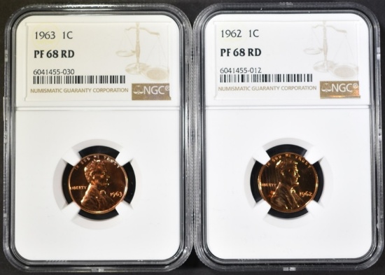 1962 & 63 LINCOLN CENTS NGC PF-68 RED