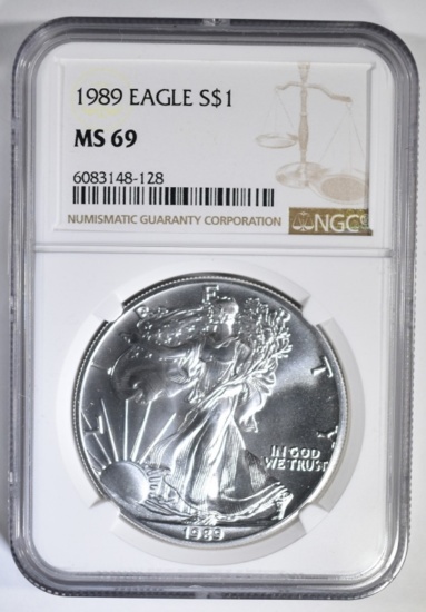 1989 AMERICAN SILVER EAGLE NGC MS-69