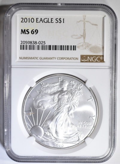 2010 AMERICAN SILVER EAGLE NGC MS-69