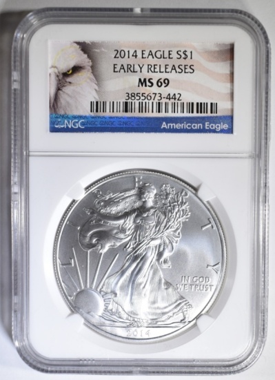 2014 SILVER EAGLE NGC MS-69 EARLY RELEASES