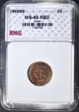 1869/69 INDIAN CENT RNG GEM BU RED