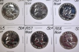 LOT OF 6 PROOF FRANKLIN HALVES  1957-1963