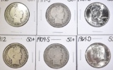 LOT OF 6 MIXED HALF DOLLARS