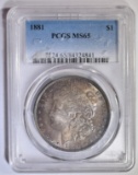 1881 MORGAN DOLLAR  PCGS  MS-65