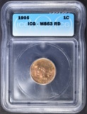 1905 INDIAN HEAD CENT  ICG MS-63 RD