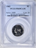 1963 JEFFERSON NICKEL  PCGS PR-69 DCAM