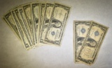 (3)  1928 (9) 1935, (4) 1957 $1 SILVER CERTS