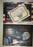 2005 & 2006 SILVER EAGLES WITH FACT CARDS