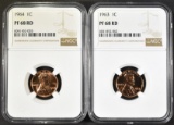 1963 & 64 LINCOLN CENTS NGC PF-68 RED