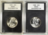 2-1958 WASHINGTON QUARTERS GEM BU