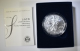 2020-W BURNISHED SILVER EAGLE ORIG BOX/COA