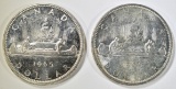 2-1965 CANADIAN SILVER DOLLARS