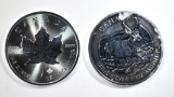 2013 1oz SILVER CANADA ANTELOPE & 2021 MAPLE LEAF