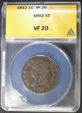 1812 LARGE CENT ANACS VF-20