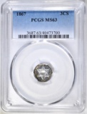 1867 3 CENT SILVER PCGS MS-63