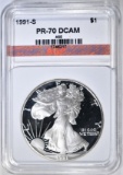 1991-S AMERICAN SILVER EAGLE AGP PERFECT PR DCAM