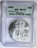 2002 AMERICAN SILVER EAGLE ICG MS-70