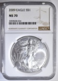 2009 AMERICAN SILVER EAGLE NGC MS-70