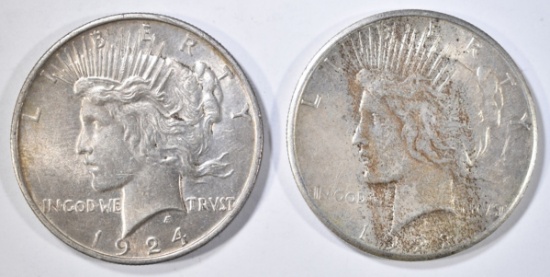 1922-S & 24 PEACE DOLLARS CIRC