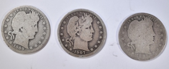 LOT OF 3 BARBER QUARTERS: