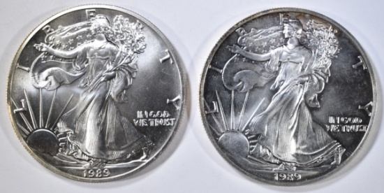 2-BU 1989 AMERICAN SILVER EAGLES