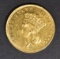 1887 GOLD $3 INDIAN PRINCESS  CH BU