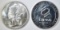 2-DIFFERENT ONE OUNCE .999 SILVER ROUNDS