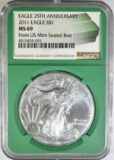 2011 25th ANNIV ASE NGC MS-69 FROM MINT SEALED BOX