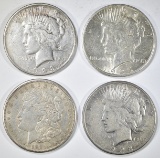 LOT OF 4 SILVER DOLLARS: