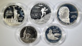LOT OF 5 PROOF COMMEMORATIVE COINS: