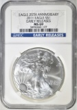 2011 SILVER EAGLE NGC MS-69 EARLY RELEASES