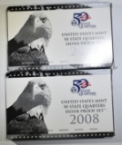 2-2008 SILVER U.S. STATE QUARTER PROOF SETS