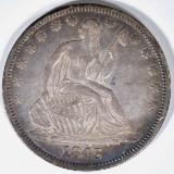 1843-O SEATED LIBERTY HALF DOLLAR CH AU