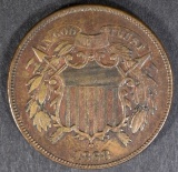 1868 2 CENT PIECE XF