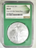 2006 SILVER EAGLE NGC MS-69 FROM MINT SEALED BOX