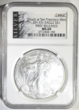 2013-(S) SILVER EAGLE NGC MS-69 1st RELEASES