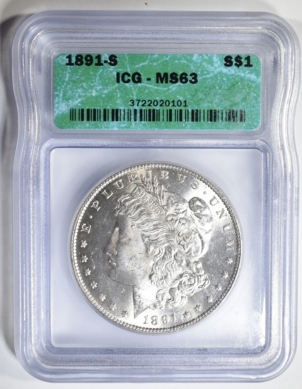 1891-S MORGAN DOLLAR ICG MS-63