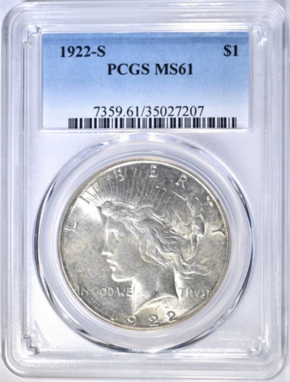 1922-S PEACE DOLLAR PCGS MS-61