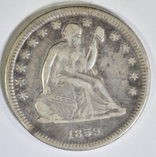 1859-O SEATED LIBERTY QUARTER XF