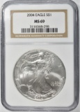 2004 AMERICAN SILVER EAGLE  NGC MS-69