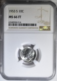 1953-S ROOSEVELT DIME NGC MS-66 FT