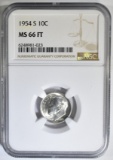 1954-S ROOSEVELT DIME NGC MS-66 FT