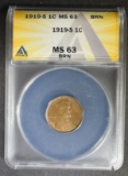 1919-S LINCOLN CENT ANACS MS-63