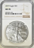 2019 AMERICAN SILVER EAGLE  NGC MS-70