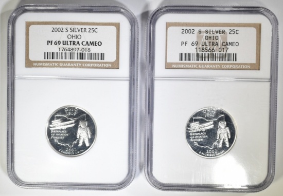 2-2002-S SILVER OHIO QUARTERS NGC PF-69 U.C.