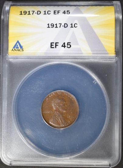 1917-D LINCOLN CENT ANACS EF-45